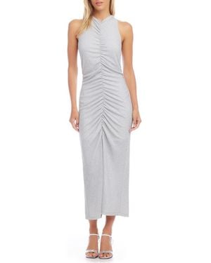 Fifteen Twenty Bailey Center Ruched Metallic Knit Midi Dress