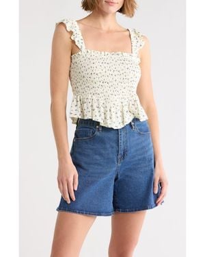 Vigoss Floral Smocked Tank - Blue