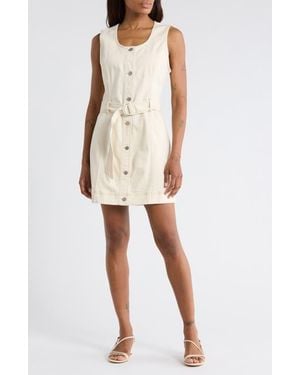 Habitual Sleeveless Belted Stretch Cotton Minidress - Natural