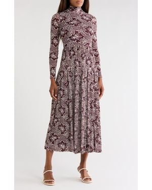 Rebecca Taylor Rochelle Fleur Long Sleeve Dress - Purple