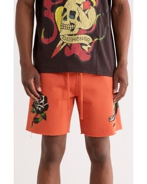 Ed Hardy Panther Drawstring Shorts - Orange