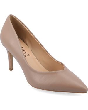Journee Collection Pointed-Toe Slip-On Comfort Pumps - Natural