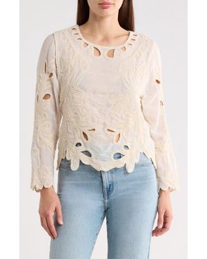 Forgotten Grace Eyelet Embroidery Woven Shirt - Natural