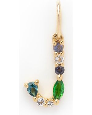 Local Eclectic Solid 9K & Semiprecious Stone Initial Charm - Green