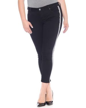 Slink Jeans Double Stripe Ankle Skinny Jeans - Black