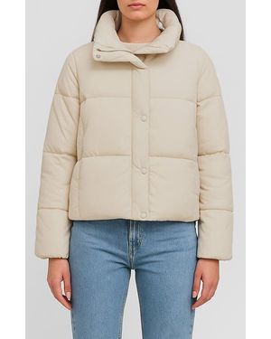 Noize Amanda Short Puffer Jacket - Natural
