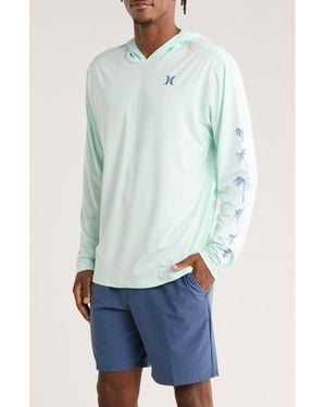 Hurley Iconic Palms Hybrid Upf 50+ Hooded Sun Shirt - Green