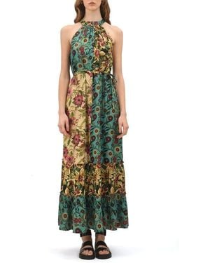 CELINA MOON Moonlit Floral Maxi Dress - Green