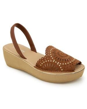 Kenneth Cole Fine Glass Foil Laser Wedge Sandal - Brown