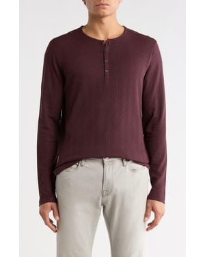 John Varvatos Richard Long Sleeve Waffle Henley - Purple