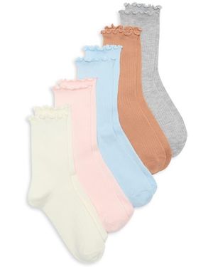 Nordstrom Rack 5-Pack Demi Lettuce Edge Crew Socks - White
