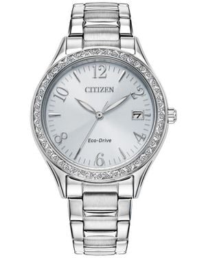 Citizen Eco-Drive Crystal Bracelet Watch, 34Mm - Gray