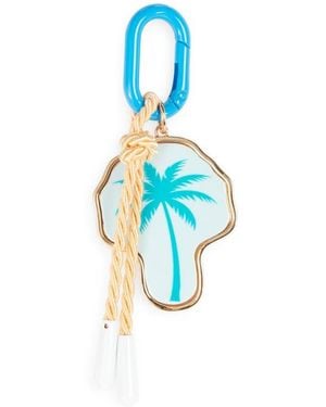 Leith Painted Palm Tree Carabiner Clip Bag Charm - Blue
