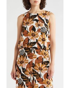 Adrianna Papell Sleeveless Bubble Hem Top - Multicolor