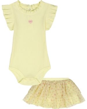 Juicy Couture Ruffle Bodysuit & Mesh Skirt Set - Yellow