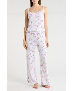 Jaclyn Henley Camisole & Flare Leg Pants Pajamas - White