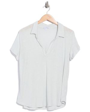 James Perse Curved Hem Polo - White