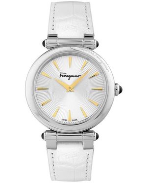 Ferragamo Two-Hand Quartz Croc Embossed Leather Strap Watch, 36Mm - Gray