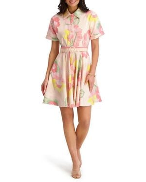 Kensie Printed Sateen Shirtdress - Multicolor