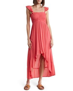 Boho Me Maxi Ruffle Cover-Up Dress - Red