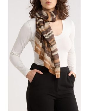 Steve Madden Stripe Metallic Knit Square Scarf - Black