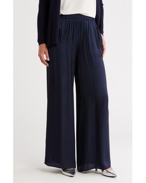 Tahari Satin Wide Leg Pants - Blue