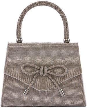 Lady Couture Rhinestone Top Handle Evening Bag - Gray