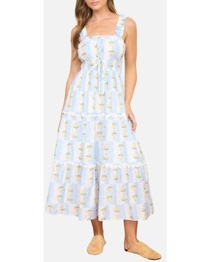 AUGUST SKY Tiered Midi Dress - White