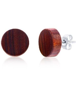 Black Jack Jewelry Wood Stud Earrings - Red