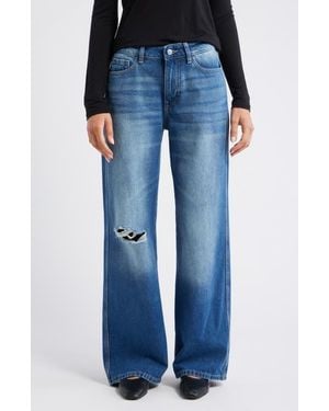 WARP+WEFT Cju Low Rise Wide Leg Ripped Jeans - Blue