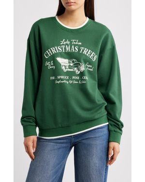 GOLDEN HOUR Holiday Tree Farm Graphic Sweatshirt - Green