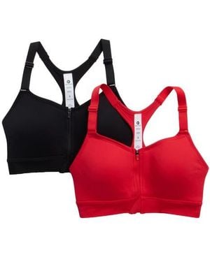 90 Degrees Darcy Seamless Zip Front Sports Bra - Red