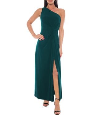 Marina One-Shoulder Front Twist A-Line Gown - Green