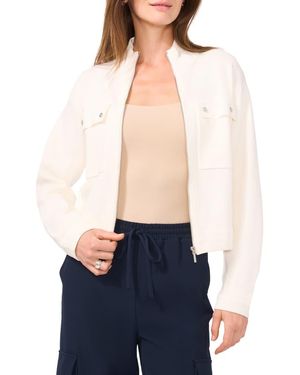 Halogen® Cropped Zip-Front Viscose Cardigan - Blue