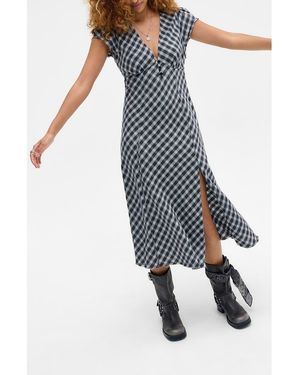 BDG Jolene Gingham Midi Dress - Blue