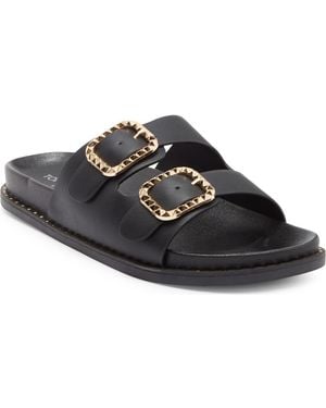 Top Moda Sailor Double Strap Slide Sandal - Black