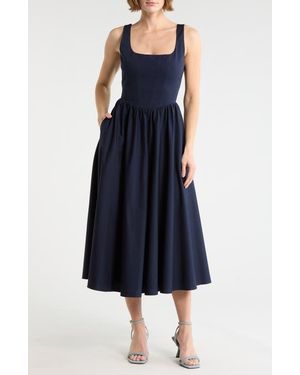 Wayf Corset Midi Dress - Blue