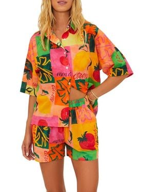 Beach Riot Nadia Oversize Cotton Cover-Up Top - Multicolor