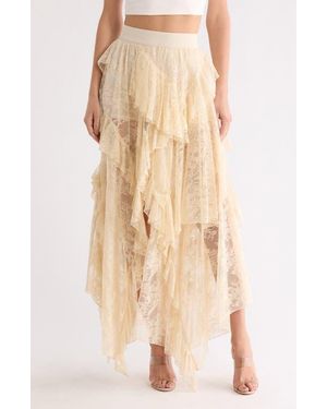 Alice + Olivia Karys Mixed Media Asymmetric Maxi Skirt - Natural