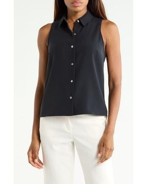 Theory Sleeveless Shirt With Spread Collar - Blue