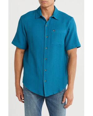 Quiksilver Danya Short Sleeve Cotton Button-Up Shirt - Blue
