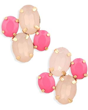Cara Crystal Cluster Stud Earrings - Pink