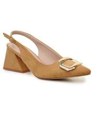 Nicole Miller Block Heel Slingback Pump - Natural