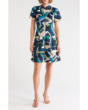 Vince Camuto Print Fit And Flare Dress - Blue