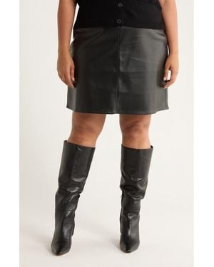Max Studio Faux Leather Miniskirt - Black