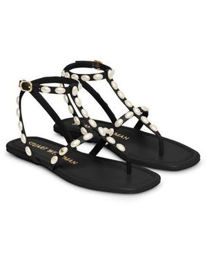 Stuart Weitzman Pearlita Flat Sandal - White