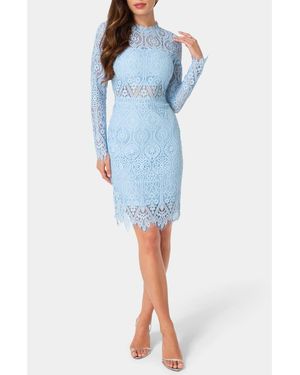 Bebe Bandeau Lace Long Sleeve Dress - Blue