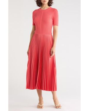 BOSS Fadridi Short Sleeve Pleated Maxi Dress - Red