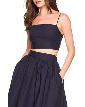 Susana Monaco Lace Back Poplin Camisole - Blue
