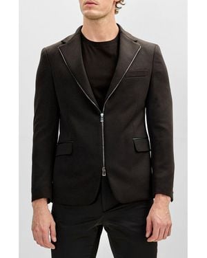Ron Tomson Notch Lapel Zip Blazer - Black